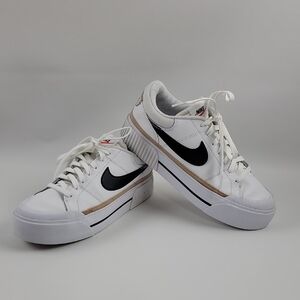 Nike White and Black Sneakers Platform 9.5
